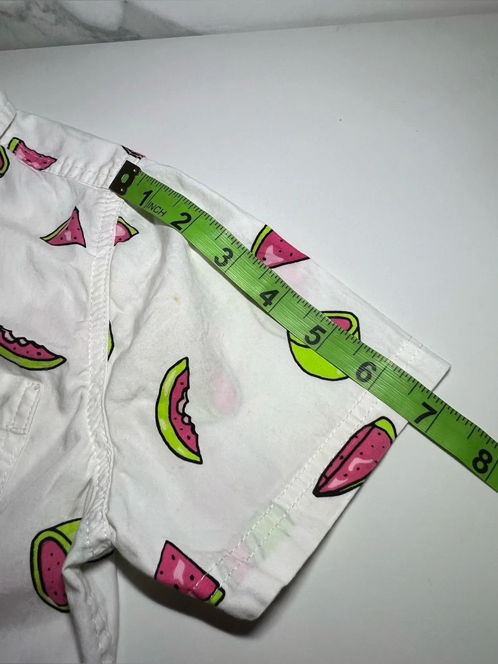 Arizona jeans co button down boys shirt  White with pink watermelon 🍉 slices and